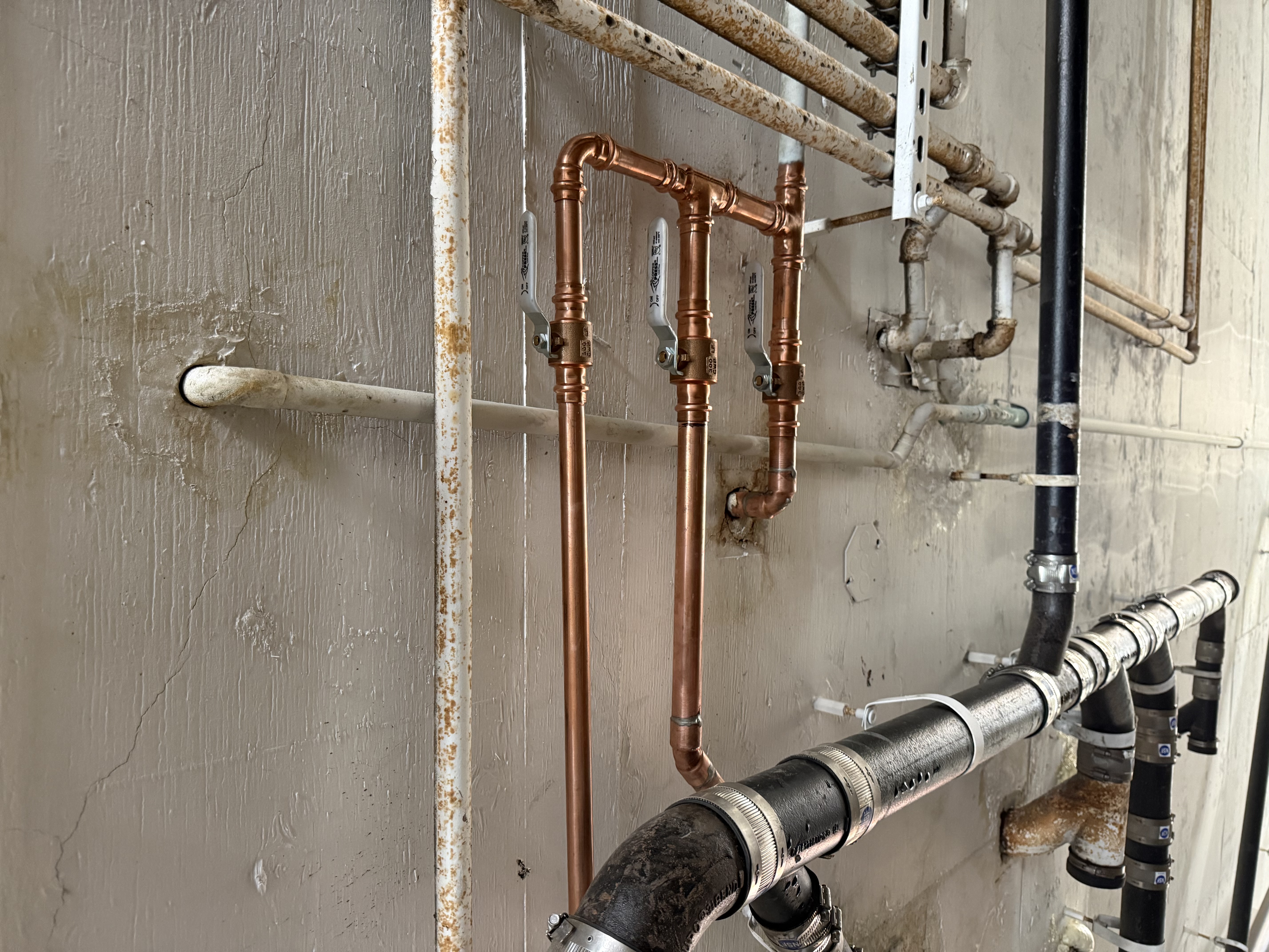 Finished plumbing work in apartment building